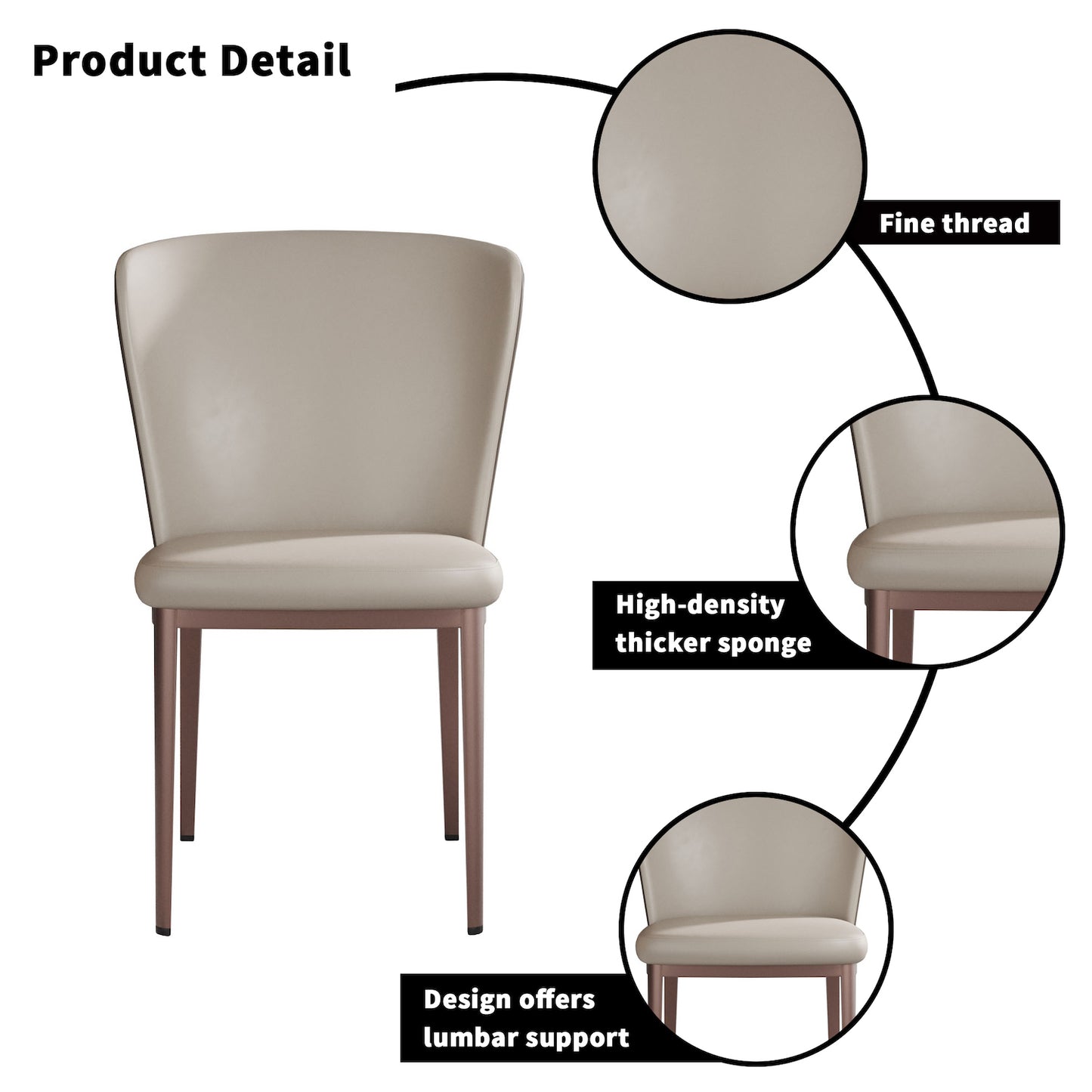 Atunus Modern Dining Side Chair Set of 2 - White & Gray