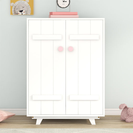 Homey Life Wooden Wardrobe - Pink & White