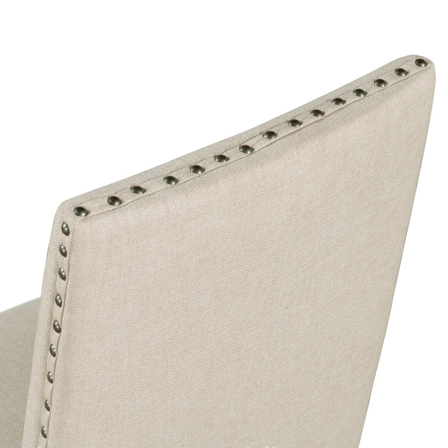 TREXM Set of 4 Dining chairs Wood Upholstered Fabirc Dining Room Chairs with Nailhead Espresso