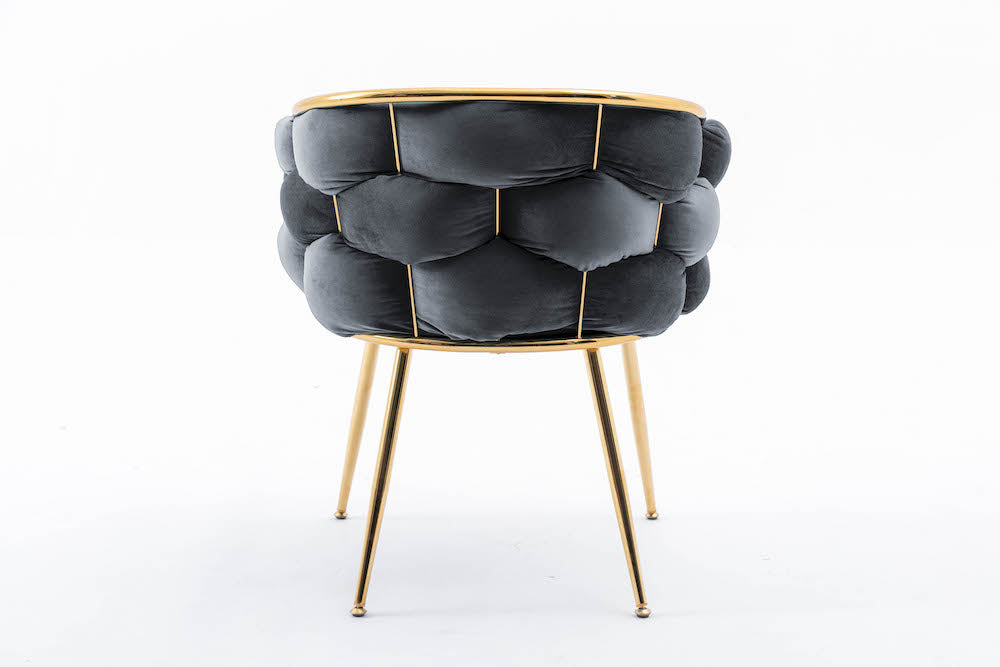 Zen Zone Modern Luxury Accent Chair with Gold Legs - Black