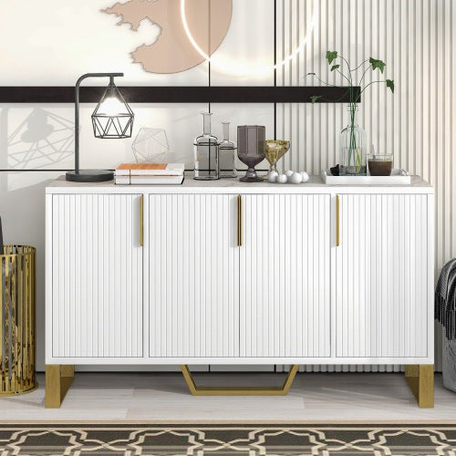 TREXM Modern Contemporary 4 Doors Sideboard Cabinet - White