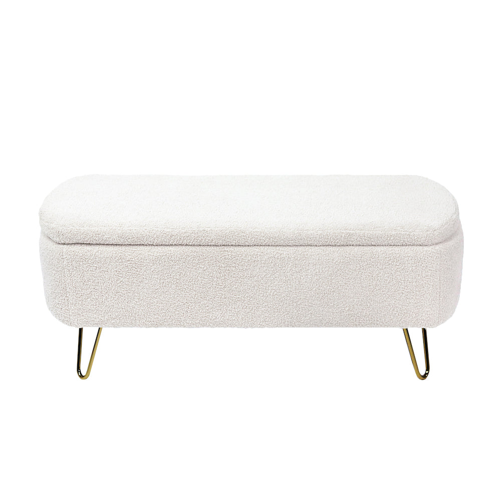 Zen Zone Modern Teddy Fabric Upholstered Bench - Ivory