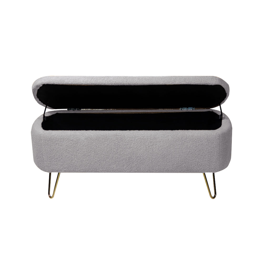 Zen Zone Modern Teddy Fabric Upholstered Bench - Gray
