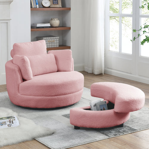 Welike Furniture Modern Oversized Teddy Fabric Swivel Accent Chair - Pink