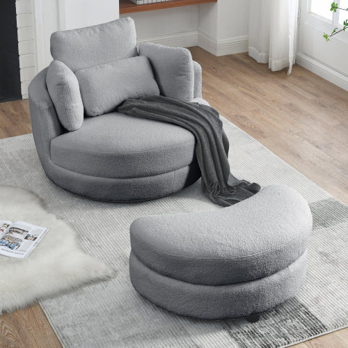 Welike Furniture Modern Oversized Teddy Fabric Swivel Accent Chair - Gray