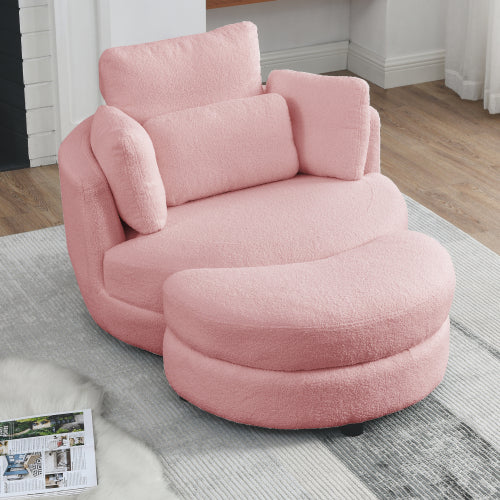 Welike Furniture Modern Oversized Teddy Fabric Swivel Accent Chair - Pink