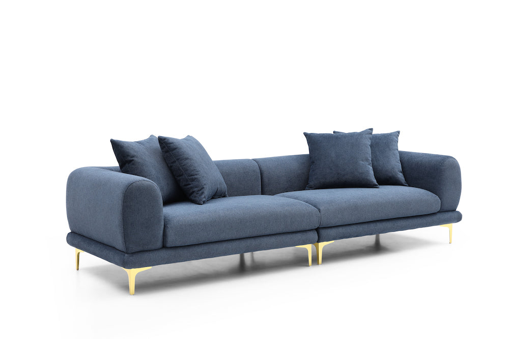 Justone 108.3" Mid-Century Modern Upholstered Sofa in Blue