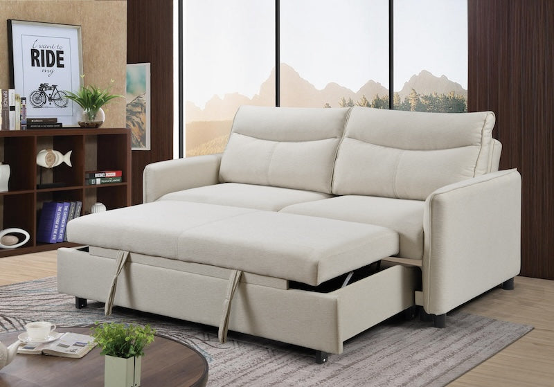 Saffron Contemporary Upholstered Sofa Bed - Beige
