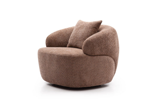 Silas Collection Bouclé  Swivel Chair, Brown