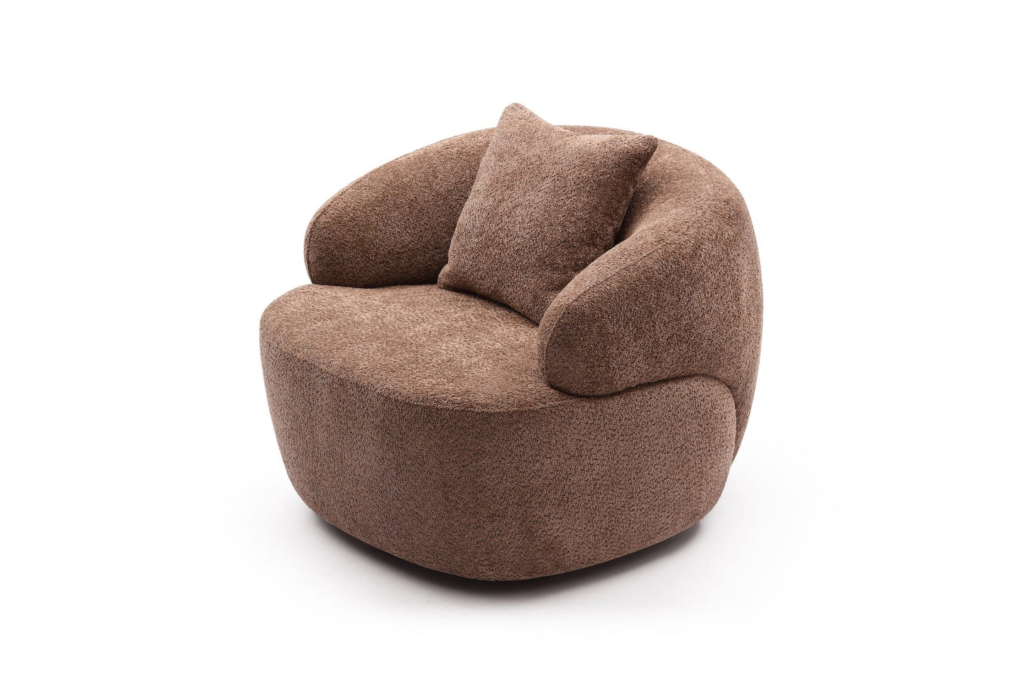 Silas Collection Bouclé  Swivel Chair, Brown