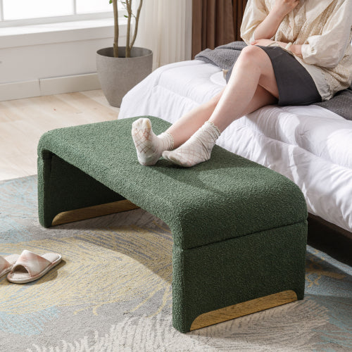 DG Collection Modern New Boucle Fabric Ottoman Footstool - Green