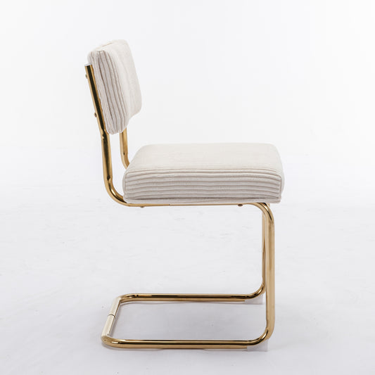 Rosa Modern Corduroy Dining Chairs with Gold Legs - Beige