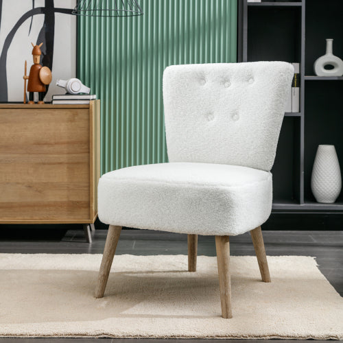 DG Collection Modern Teddy Fabric Accent Chair - White