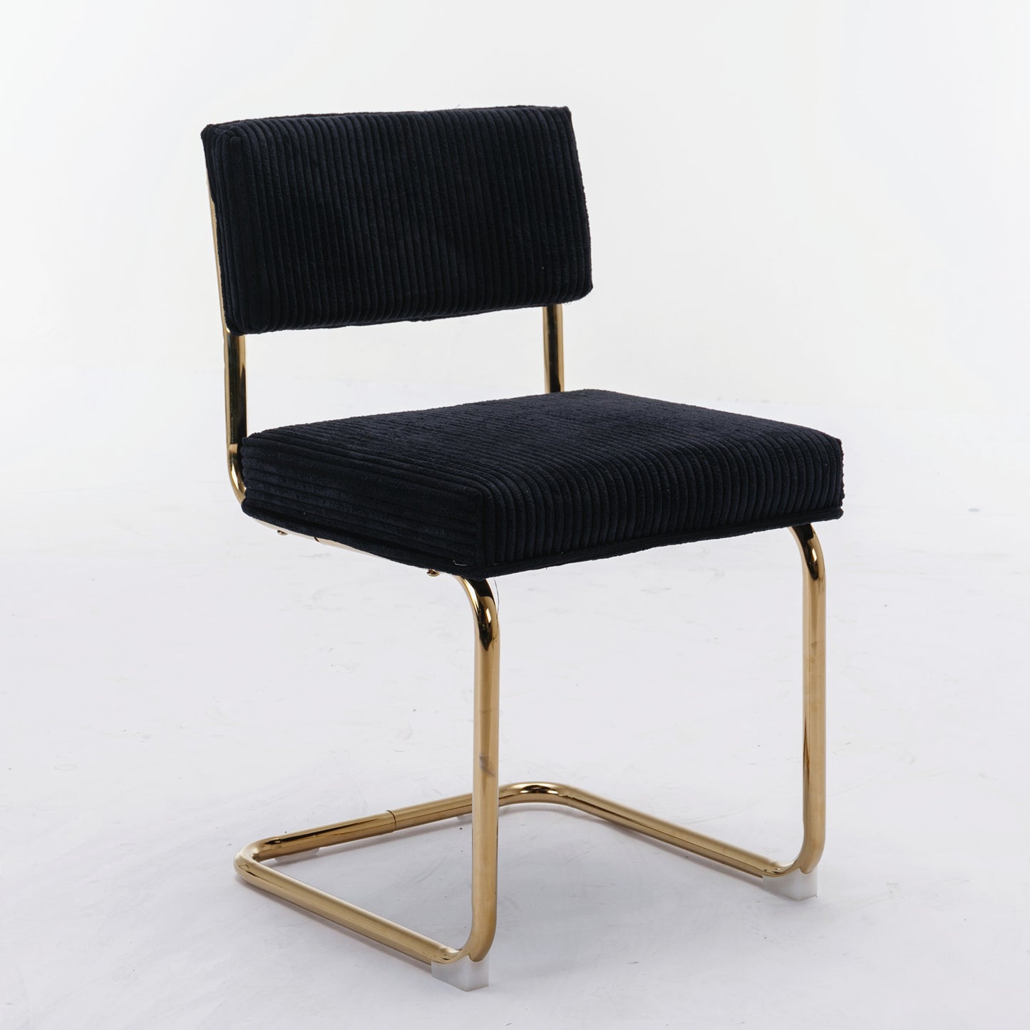 Rosa Modern Corduroy Dining Chairs with Gold Legs - Black