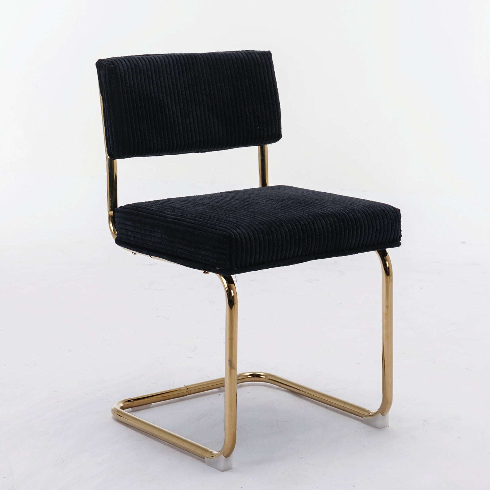 Rosa Modern Corduroy Dining Chairs with Gold Legs - Black