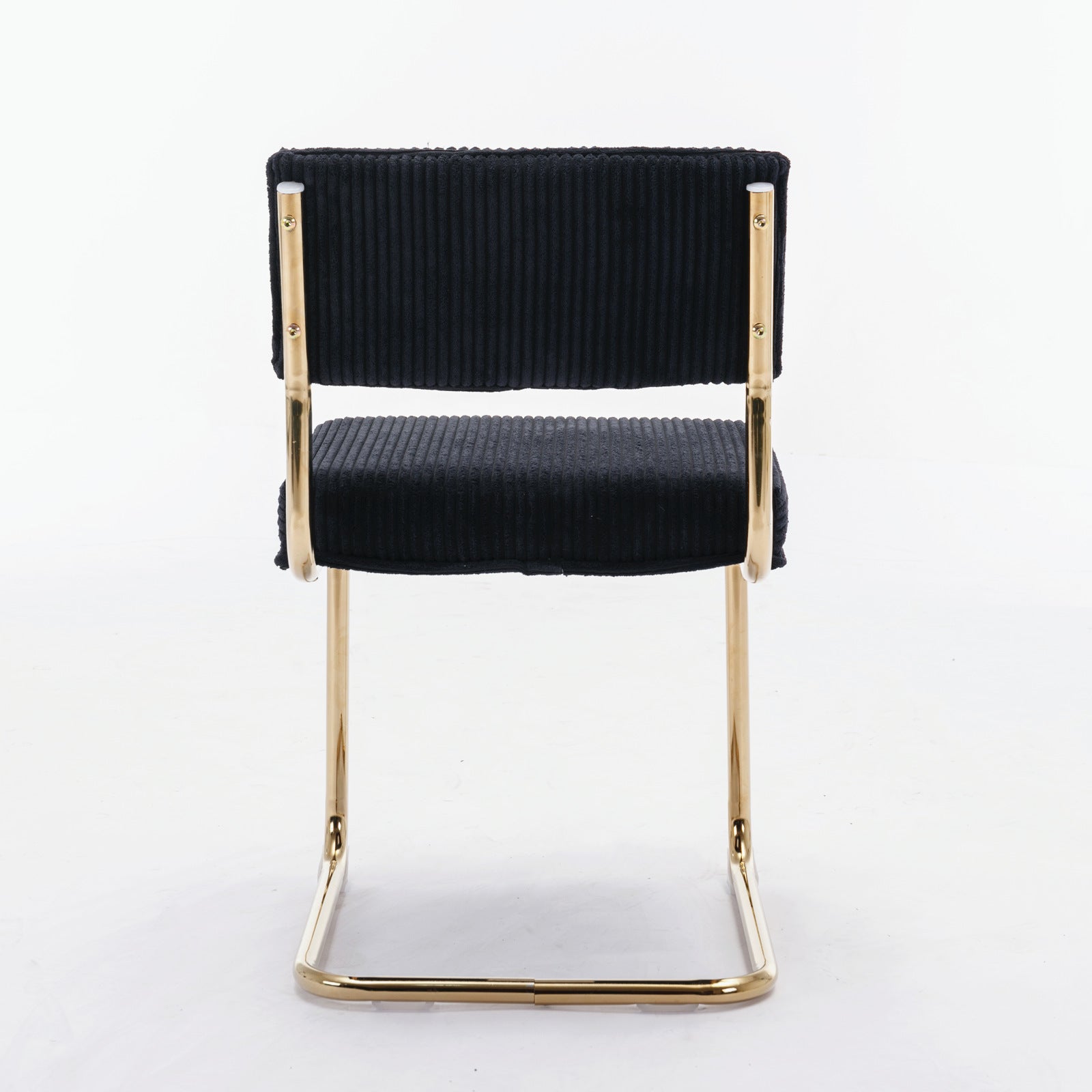 Rosa Modern Corduroy Dining Chairs with Gold Legs - Black