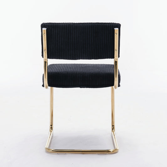 Rosa Modern Corduroy Dining Chairs with Gold Legs - Black