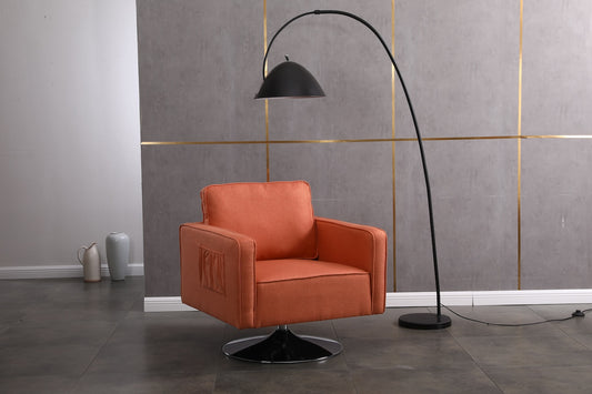 Haifa Modern Cotton Linen Swivel Accent Chair - Orange