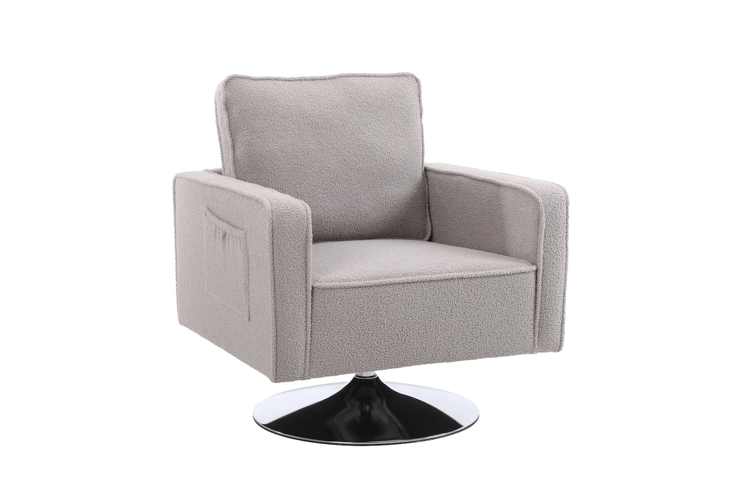 Haifa Modern Swivel Accent Chair in Teddy Upholstery - Gray