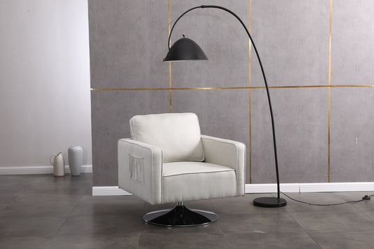 Haifa Modern Cotton Linen Swivel Accent Chair - Beige