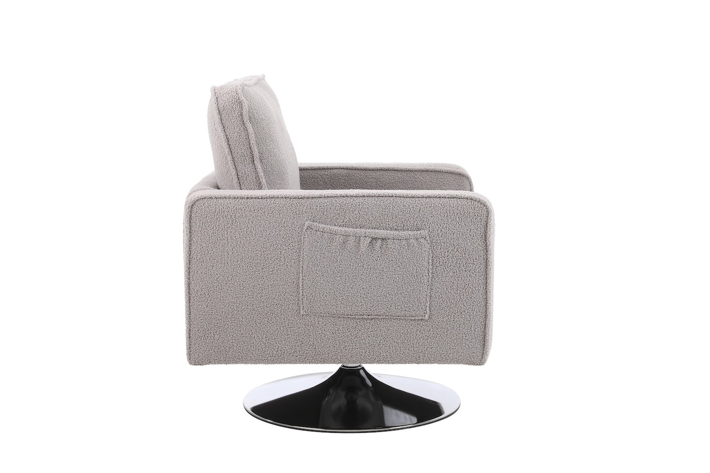Haifa Modern Swivel Accent Chair in Teddy Upholstery - Gray