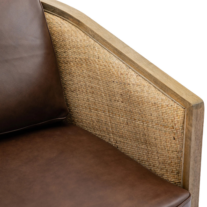 Coolmore Modern Leather Barrel Swivel Chair - Brown