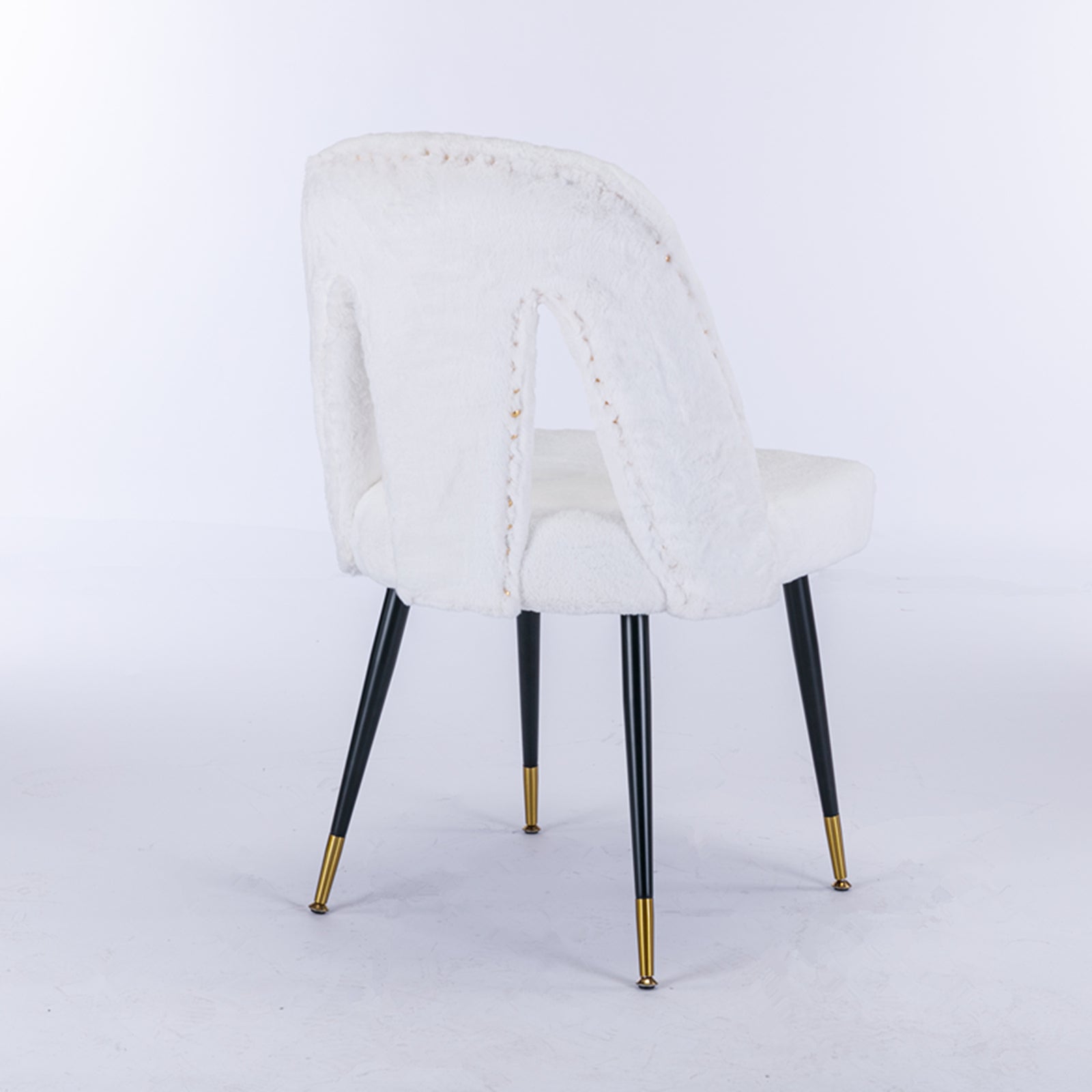 Akoya Modern Faux Rabbit Side Chairs Set of 2 - Cream White