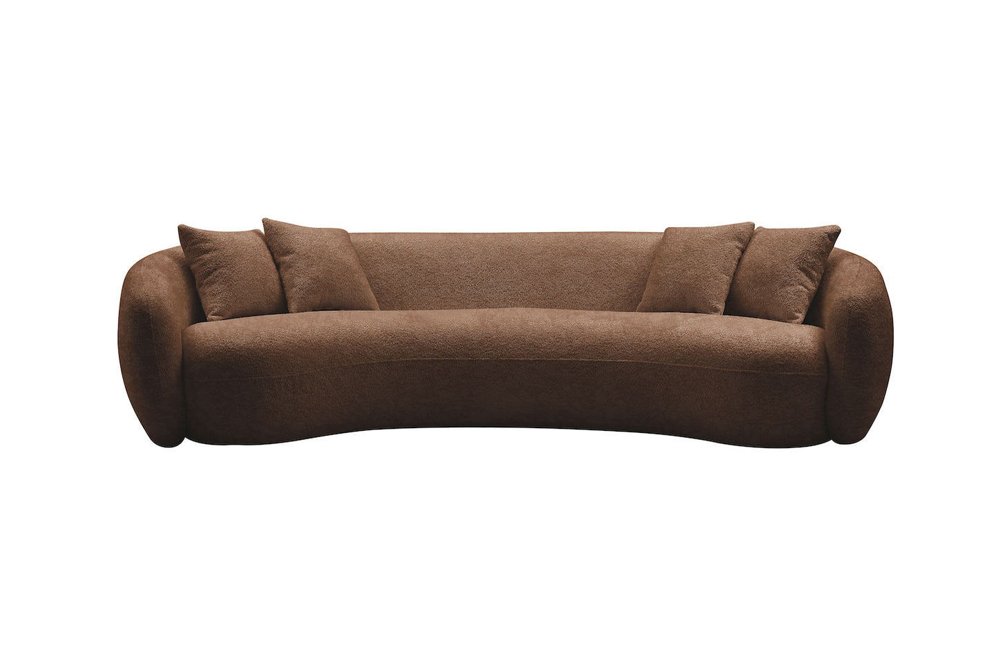 102'' 5-Seater Boucle Sofa Modern Sectional Half Moon Curved Sofa Teddy Fleece - Brown