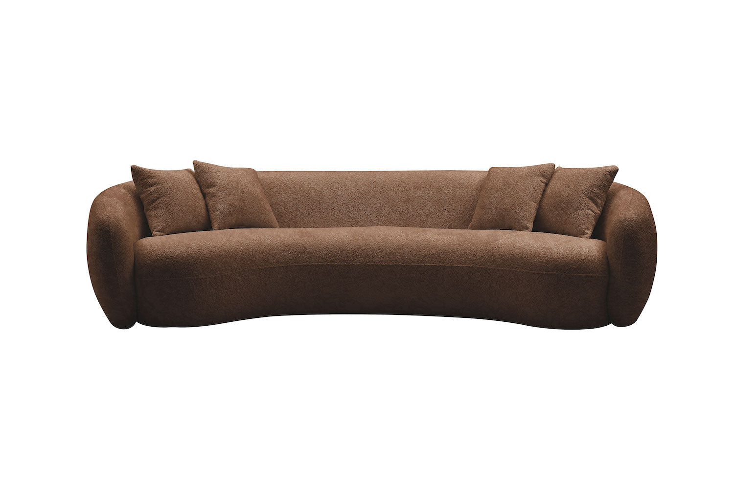 102'' 5-Seater Boucle Sofa Modern Sectional Half Moon Curved Sofa Teddy Fleece - Brown