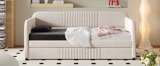 Ladybug Beige Upholstered Daybed & Trundle Set