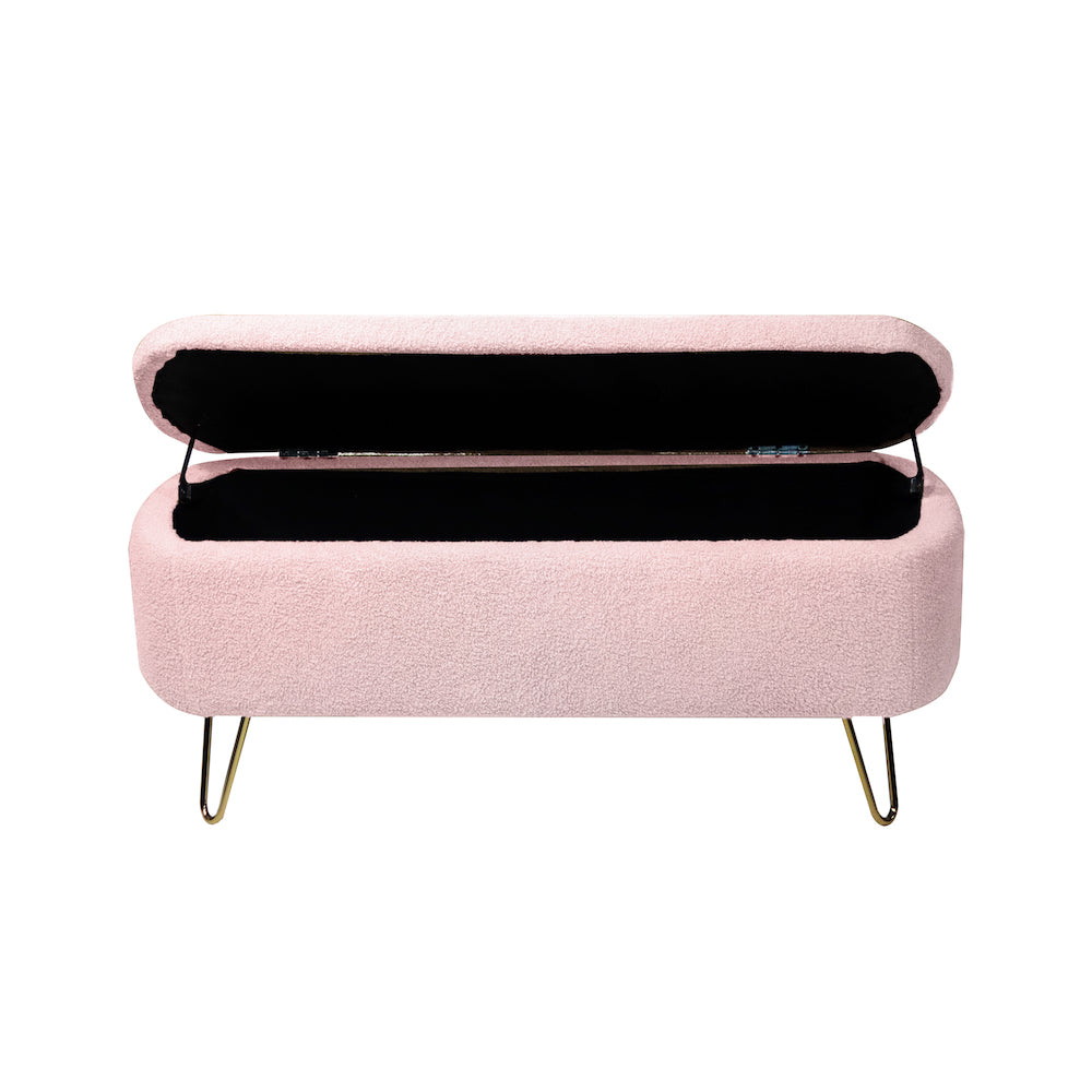Zen Zone Modern Teddy Fabric Upholstered Bench - Pink