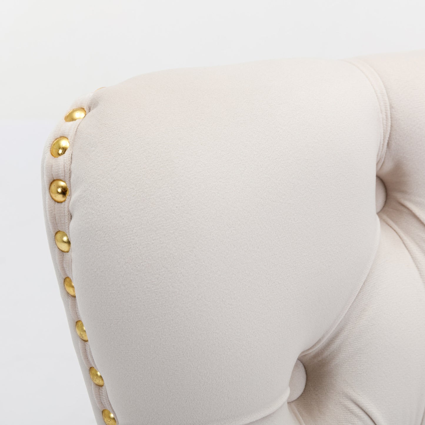 Nikki Tufted Dining Chair with Golden Legs in Beige Velvet Set of 2