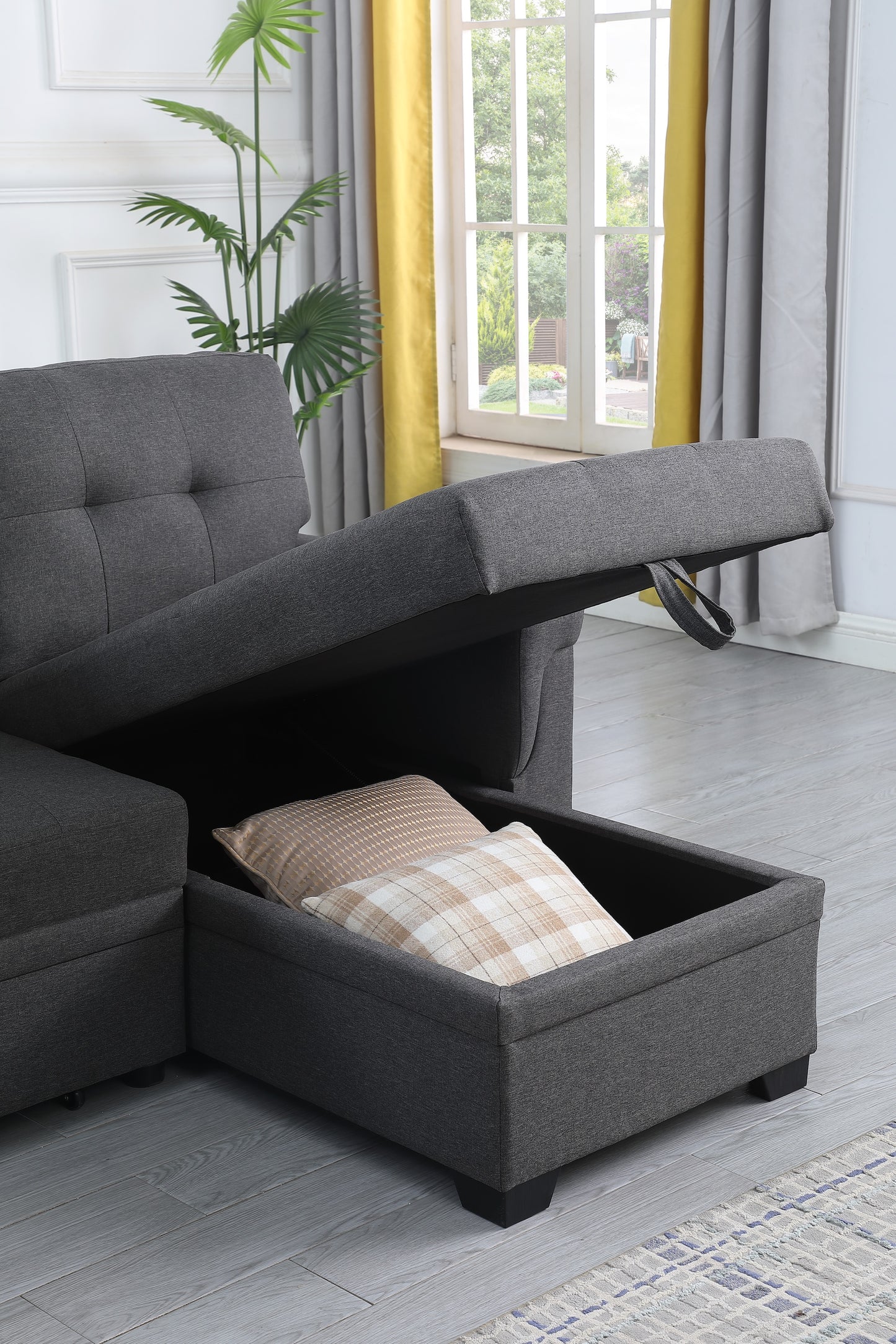 Lucca Reversible Sleeper Sectional – Modern Style Meets Hidden Function - Gray