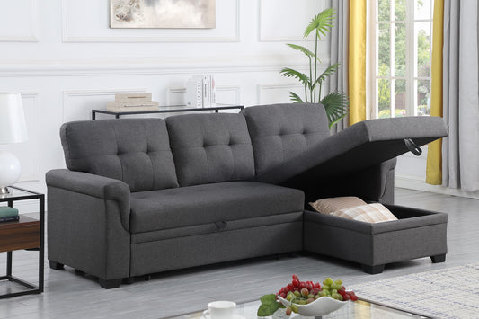 Lucca Reversible Sleeper Sectional – Modern Style Meets Hidden Function - Gray