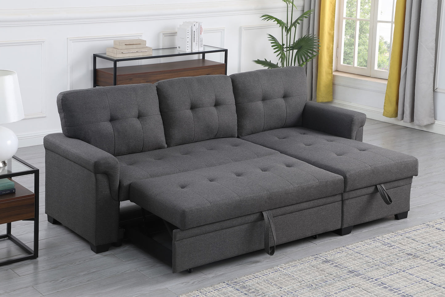 Lucca Reversible Sleeper Sectional – Modern Style Meets Hidden Function - Gray