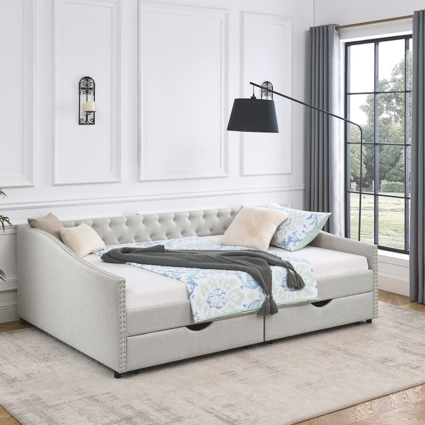 Everest Full Size Tufted Daybed with Storage