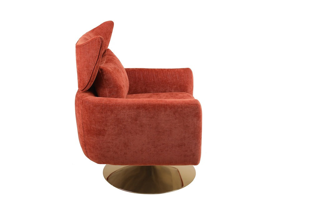 XR Mid-Century Modern Swivel Chair with Gold Base - Orange