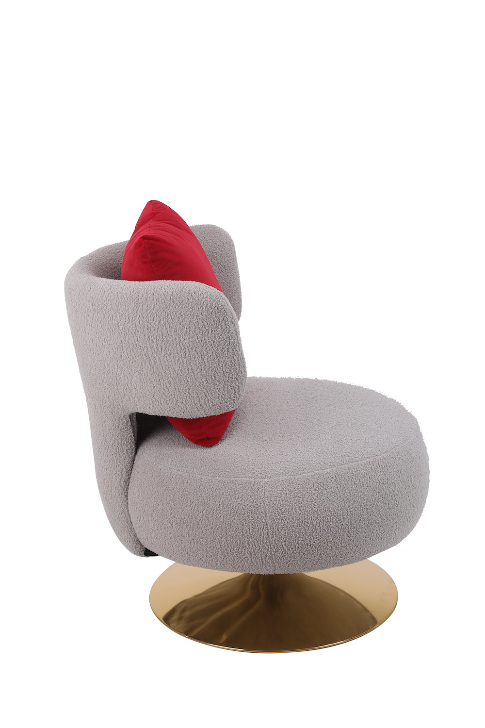 XR Modern Teddy Fabric Swivel Accent Chair with Gold Base - Gray