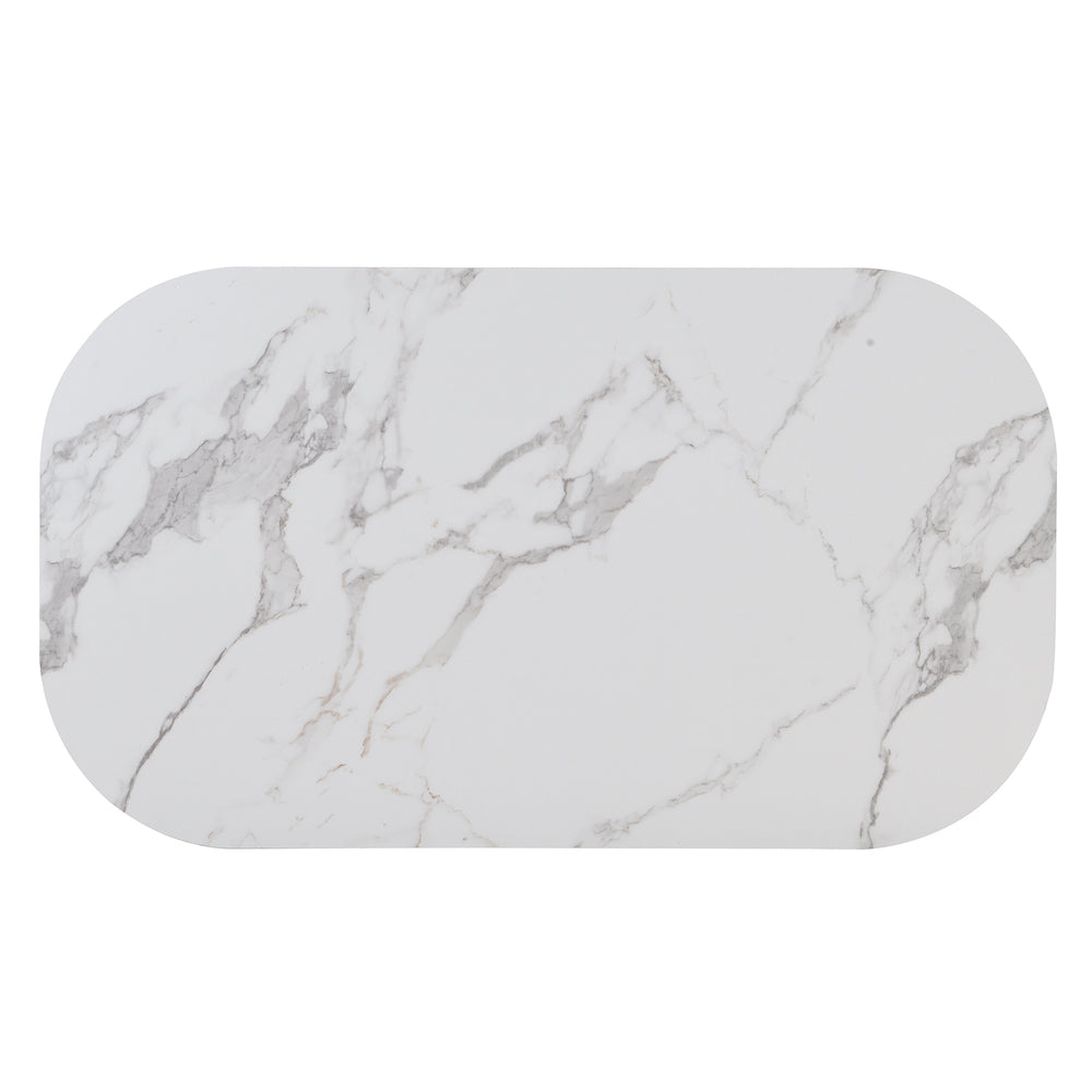 TOPMAX Modern 7Piece Dining Table Set with Faux Marble Compact 55Inch Finally Home