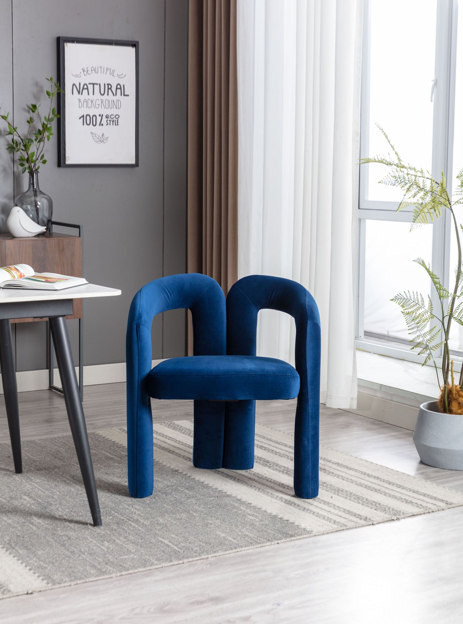 Coolmore Modern Velvet Dining Chair Set of 2 - Navy