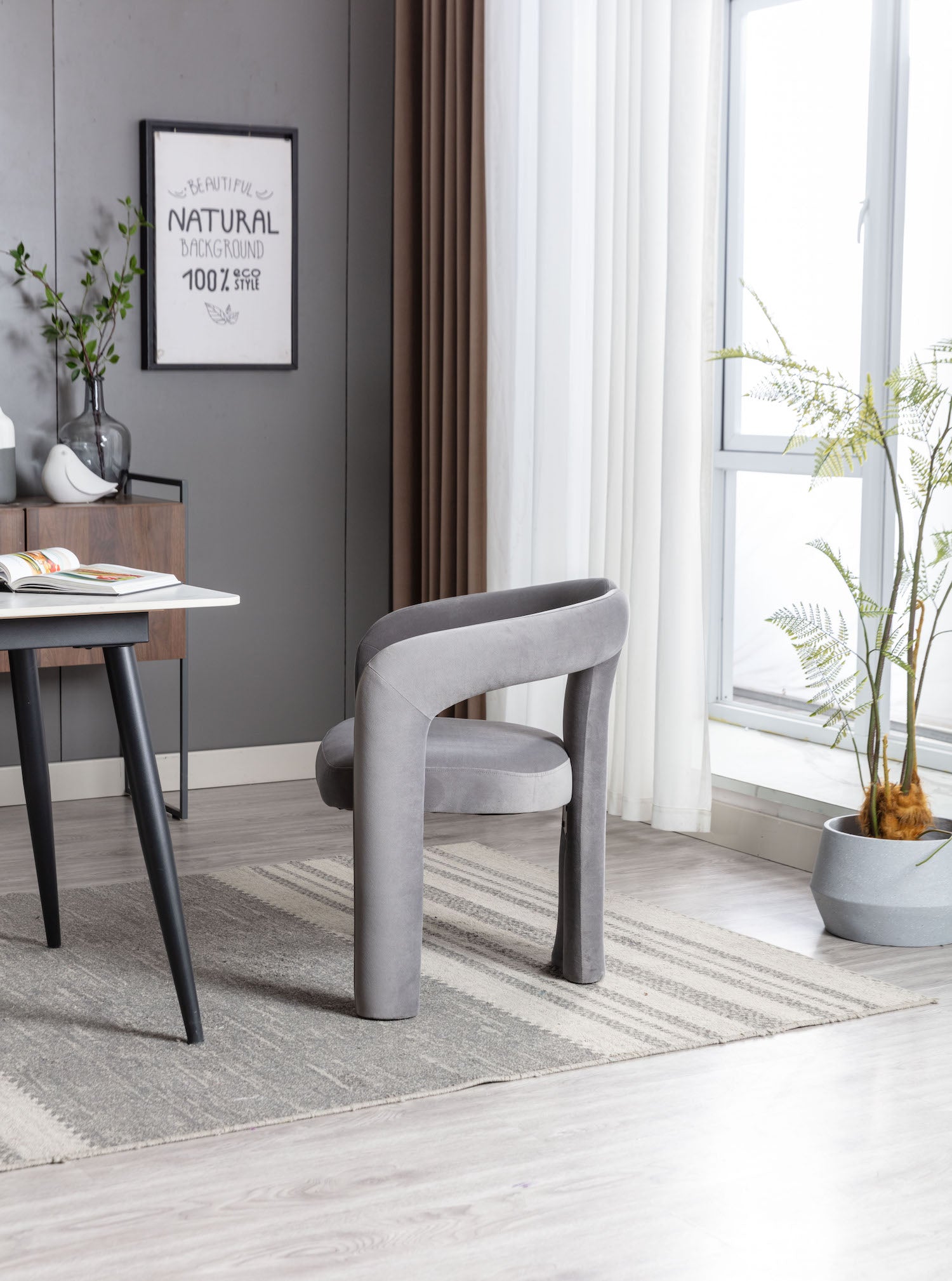Coolmore Modern Velvet Dining Chair Set of 2 - Gray