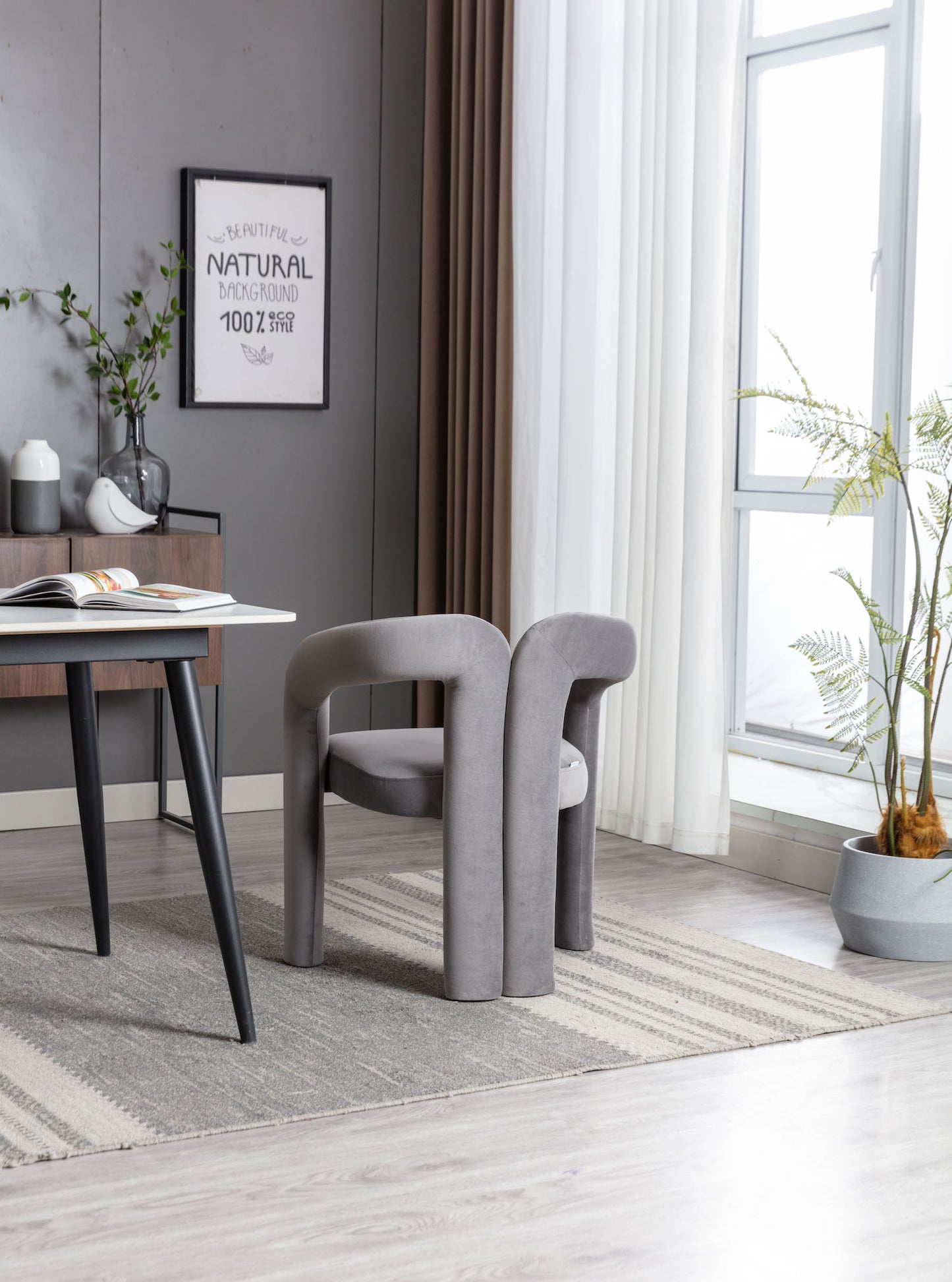 Coolmore Modern Velvet Dining Chair Set of 2 - Gray