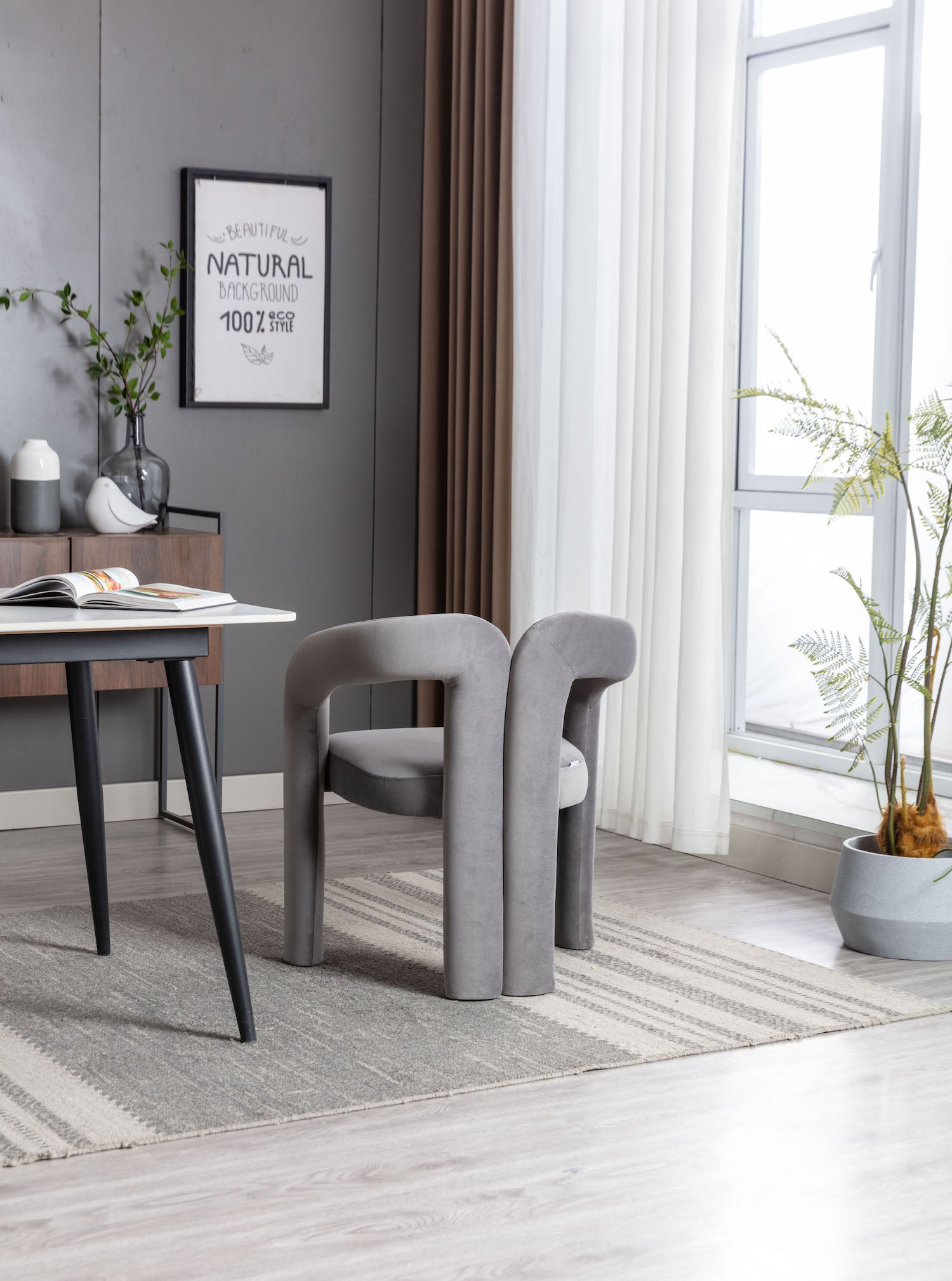 Coolmore Modern Velvet Dining Chair Set of 2 - Gray