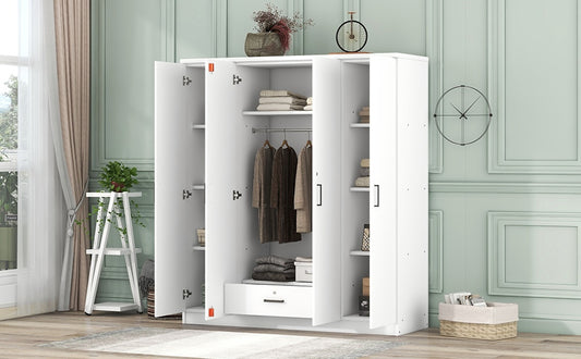 Mortgan 4-Door Wardrobe with 1 Drawer - White