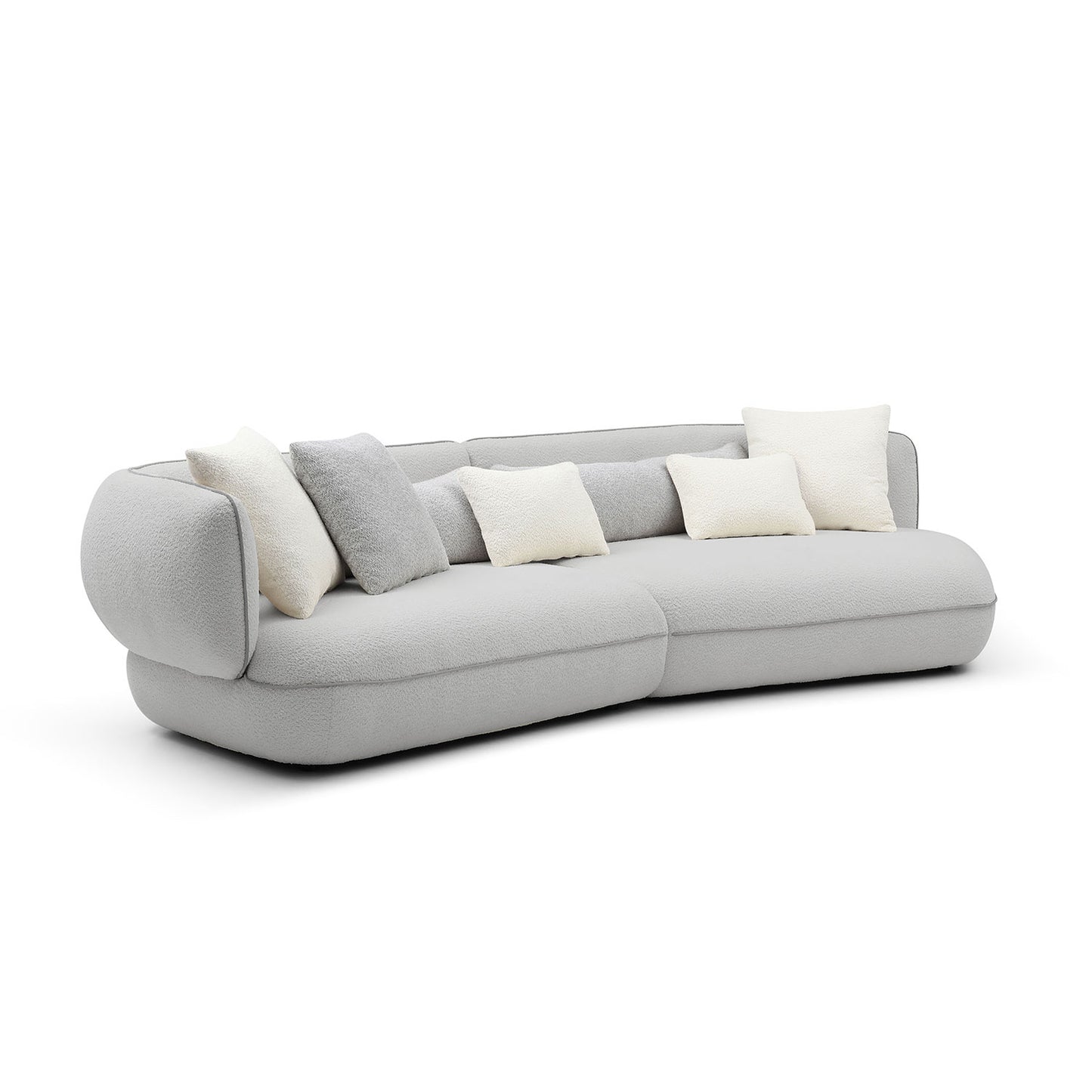 Justone Interior Modern Sectional Sofa in Light Gray Boucle