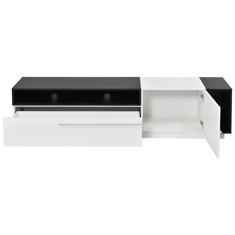 On-Trend Modern High Gloss TV Console - White & Black