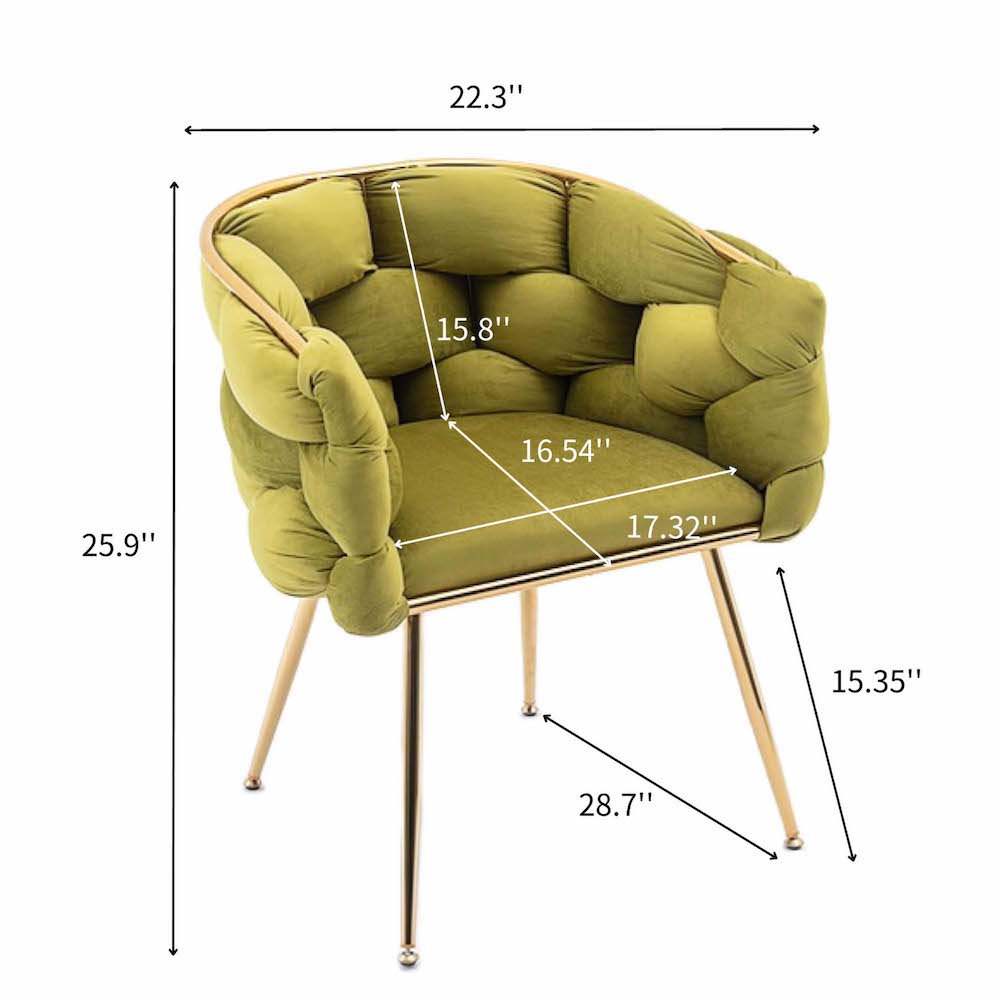 Zen Zone Modern Luxury Accent Chair with Gold Legs - Olive Green