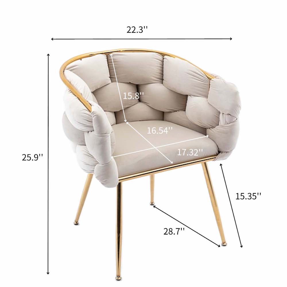 Zen Zone Modern Luxury Accent Chair with Gold Legs -Beige