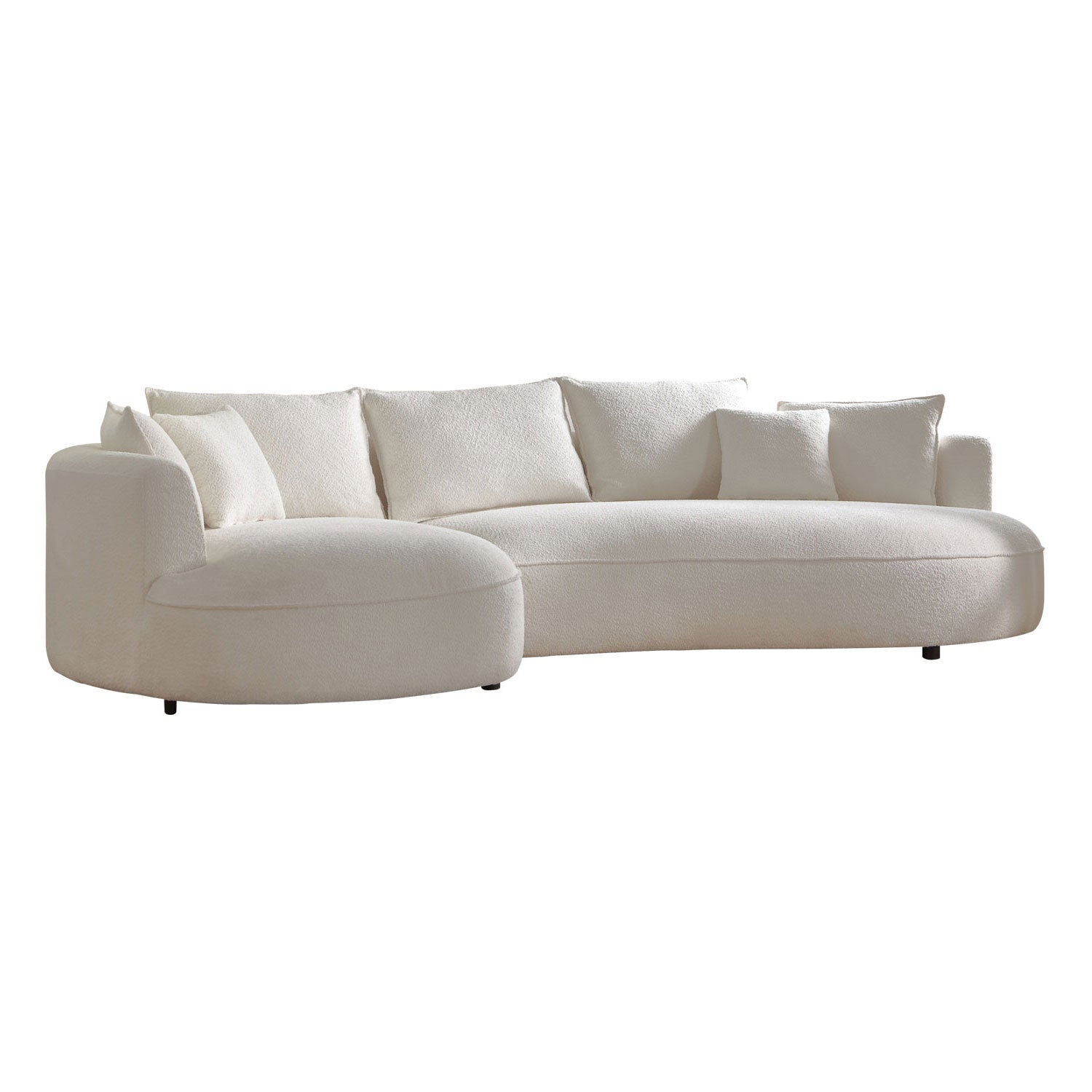 Justone Interior Modern Sectional Sofa in Beige Boucle