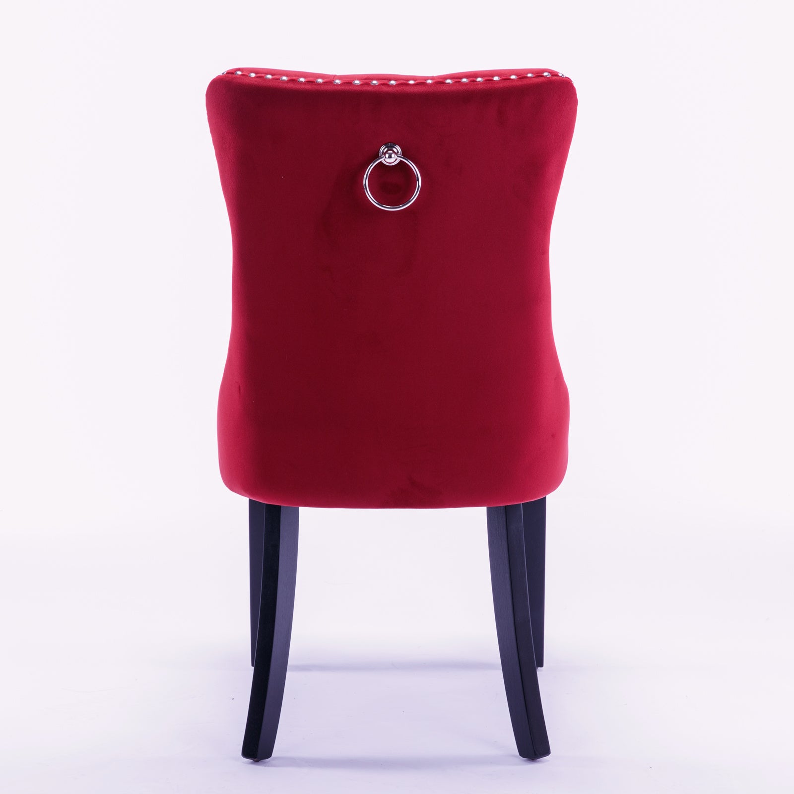 Nikki Tufted Dining Chair with Black Legs in Burgundy Velvet Set of 2
